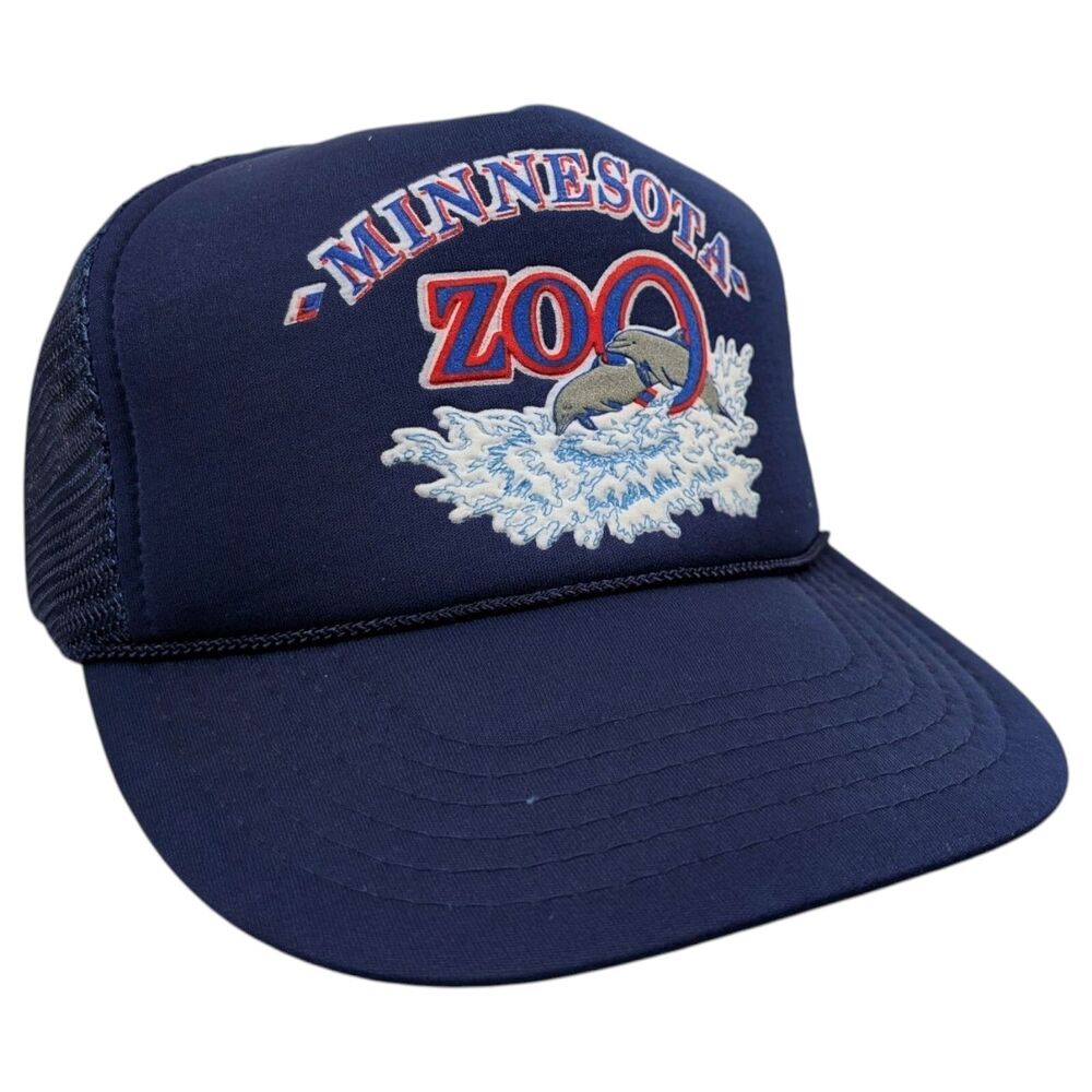 Vintage Minnesota MN Zoo Dolphin Hat Mesh Rope Snapback Blue OSFM - Picture 4 of 11